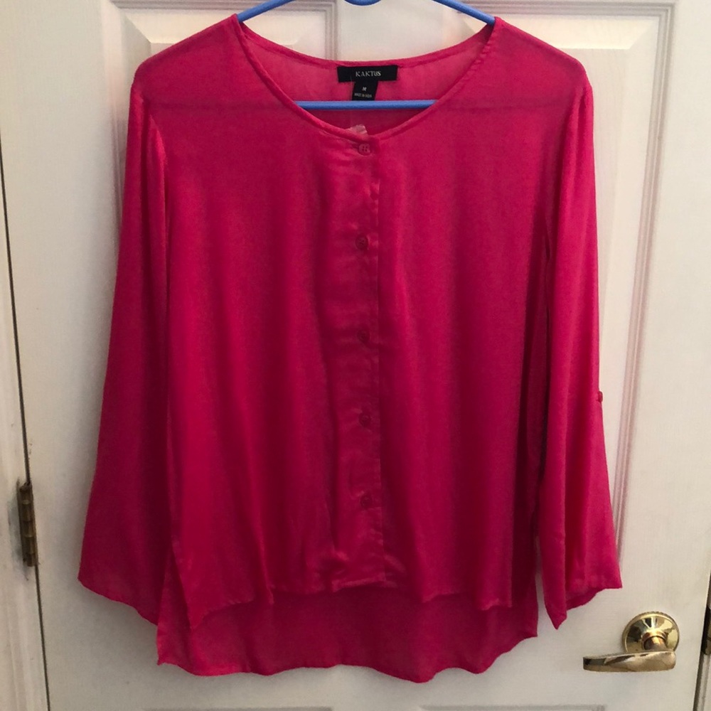 Kaktus Button Down Blouse Sz Medium NWT brand new hot pink!